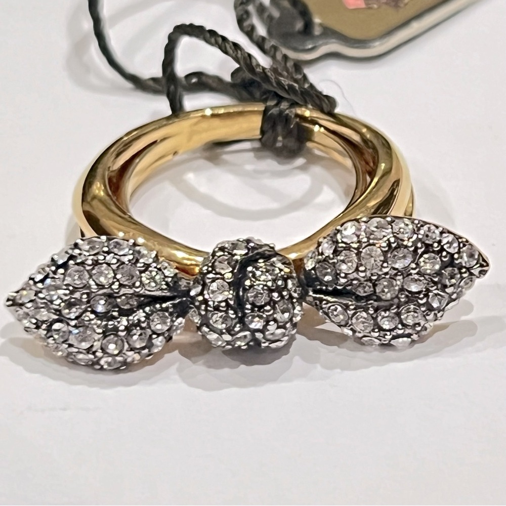 NWT Juicy Couture Pave Encrusted Bow Ring—Gold-Tone